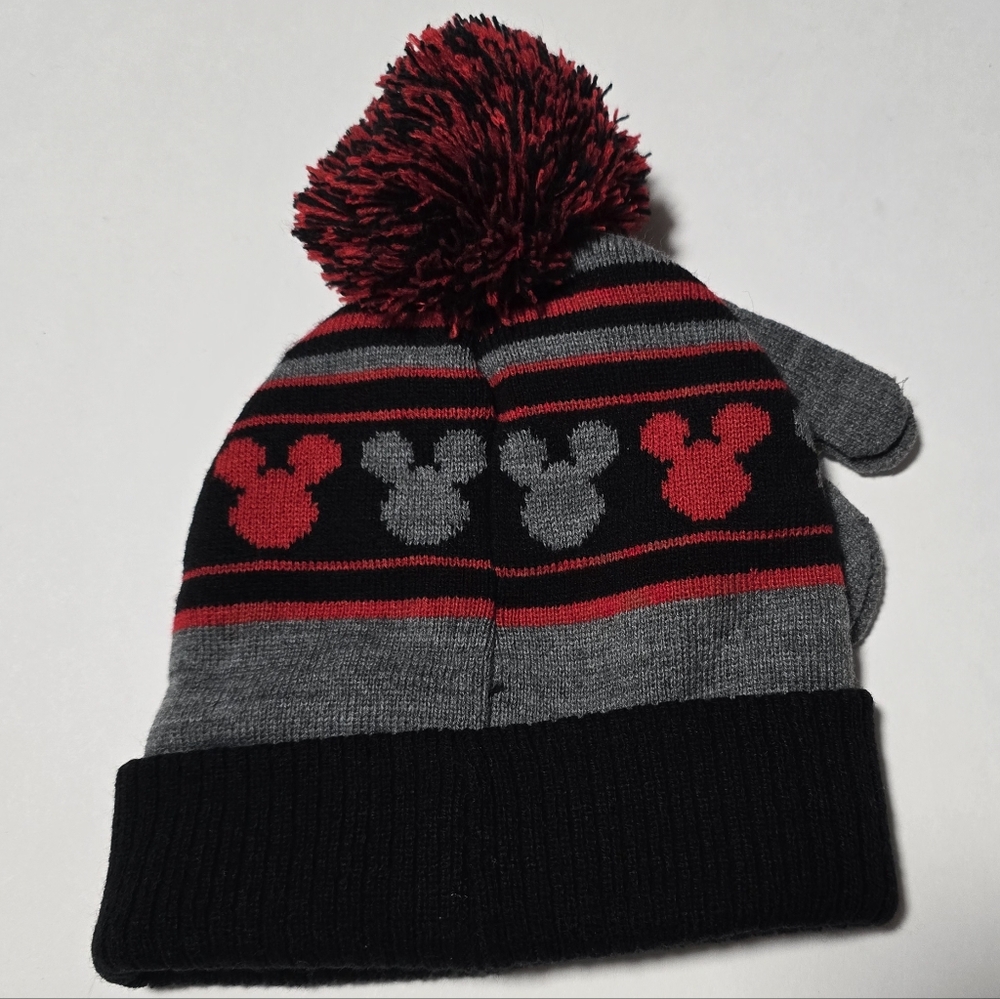 Mouse Kids Winter Hat and Glove Set - Black and Red, Size 2T - 5T - Picture 4 of 6